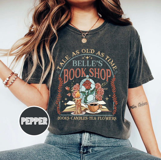 Belle’s Books Shop bookish shirt COMFORT COLORS Crewneck